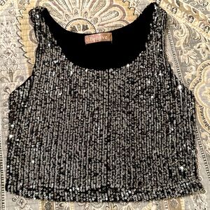 Believe sequin crop top - sleeveless - size medium - silver